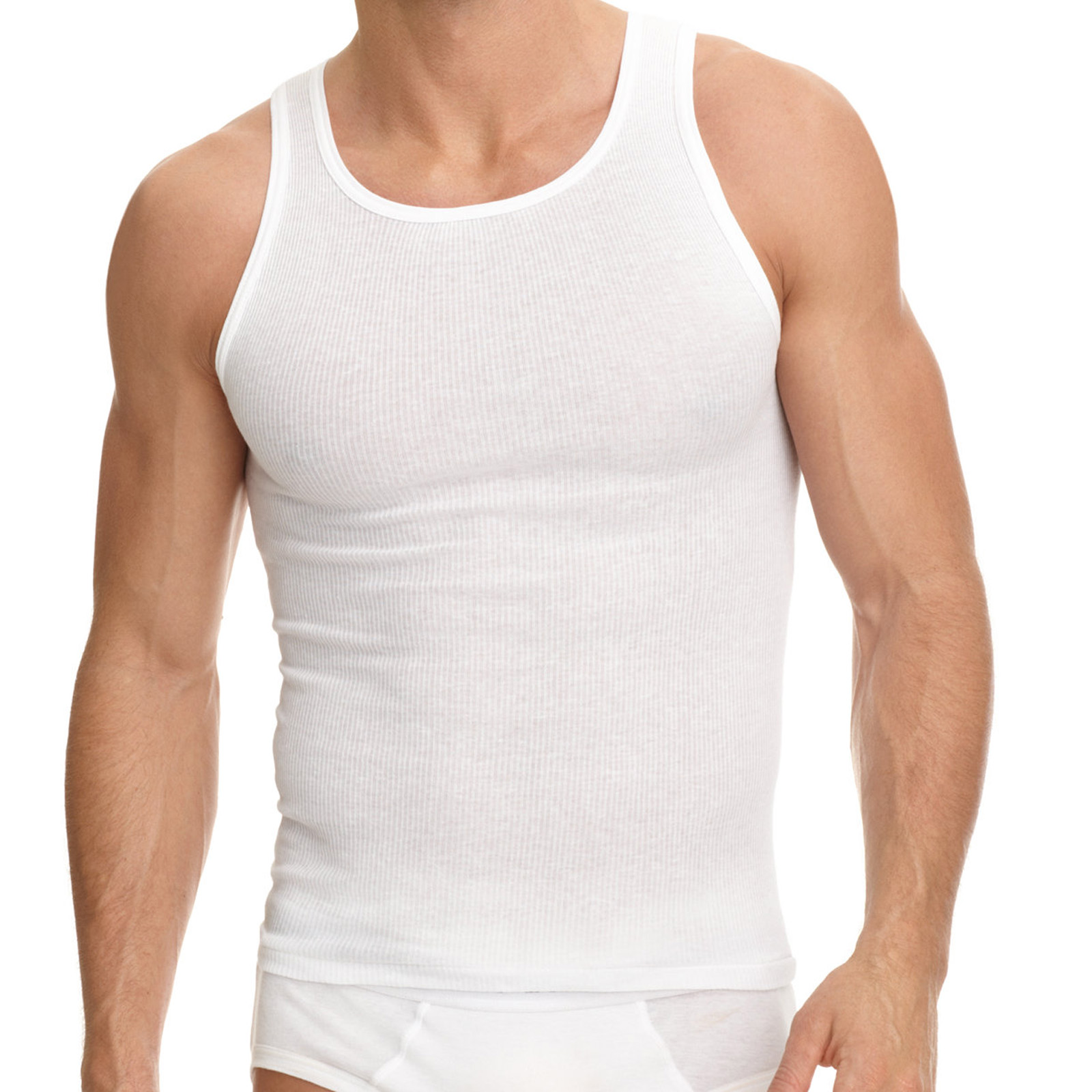 Lot of 3-6 Pack Men 100% Cotton A-Shirt Tank Top Wife Beater Ribbed Undershirt